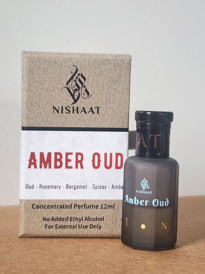 Amber Oud alcohol-free attar perfume 12ml by Nishaat Australia
