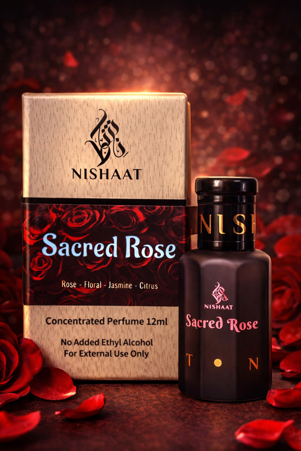 Sacred Rose alcohol-free attar perfume 12ml by Nishaat Australia